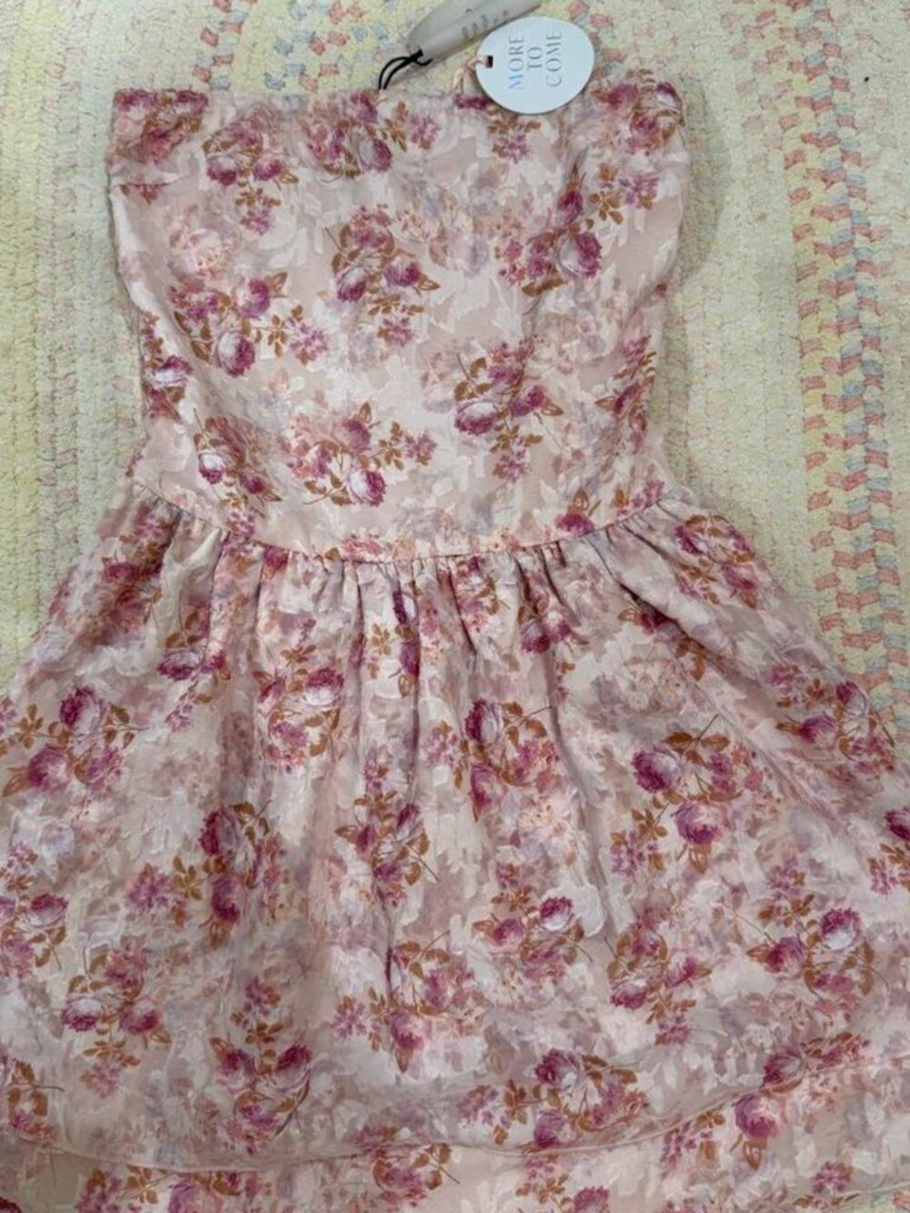 NWT More to Come pink strapless floral dress